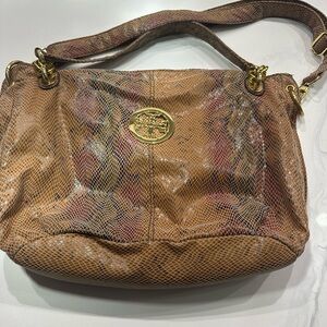 Tory Burch Brown Shoulder Bag with Gold Medallion